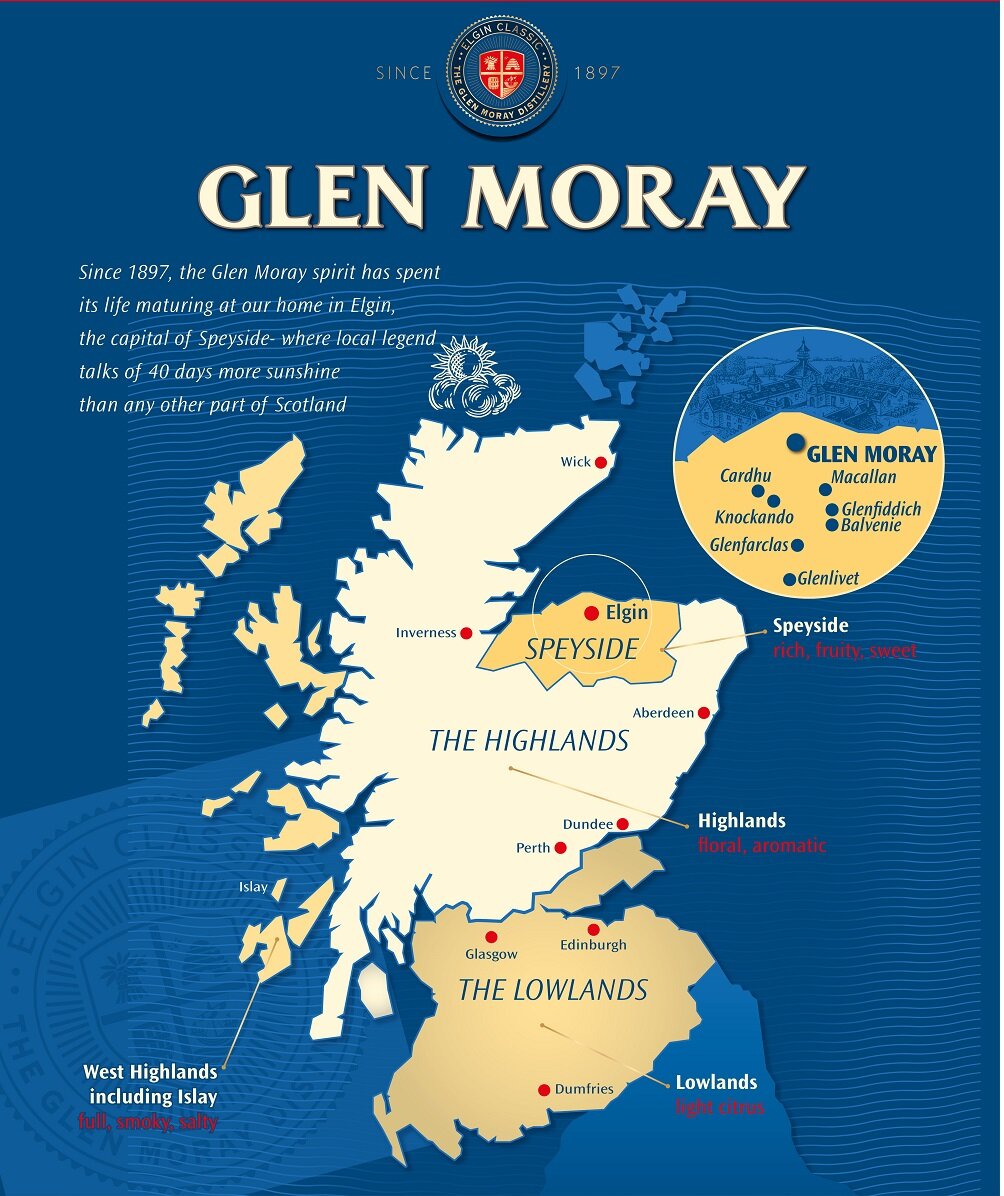 Винокурня Glen Moray на карте Шотландии